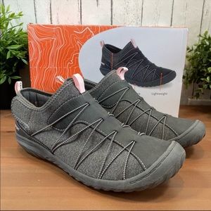 J Sport by Jambu Womens Sprint Slip-On Casual Sneakers Shoes CHARCOAL BLACK NEW